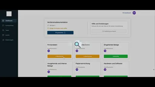 Status, Versionierung & IKS im Dashboard Überblick